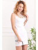 Dress with a decorative neckline, white 3012 - Online store - Boutique